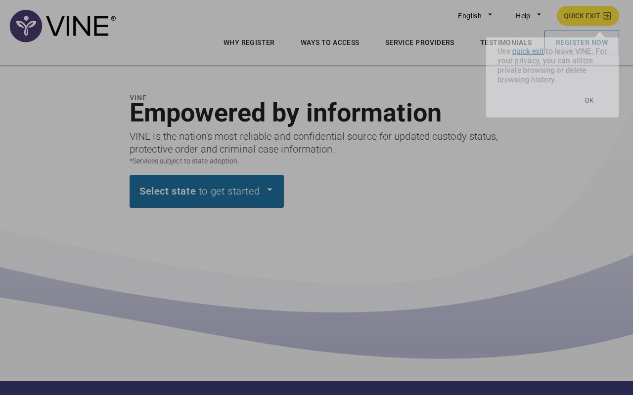 VINELink person-specific custody alert registration route