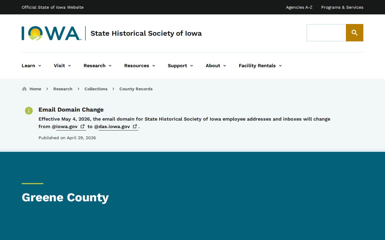 State Historical Society Greene County records catalog